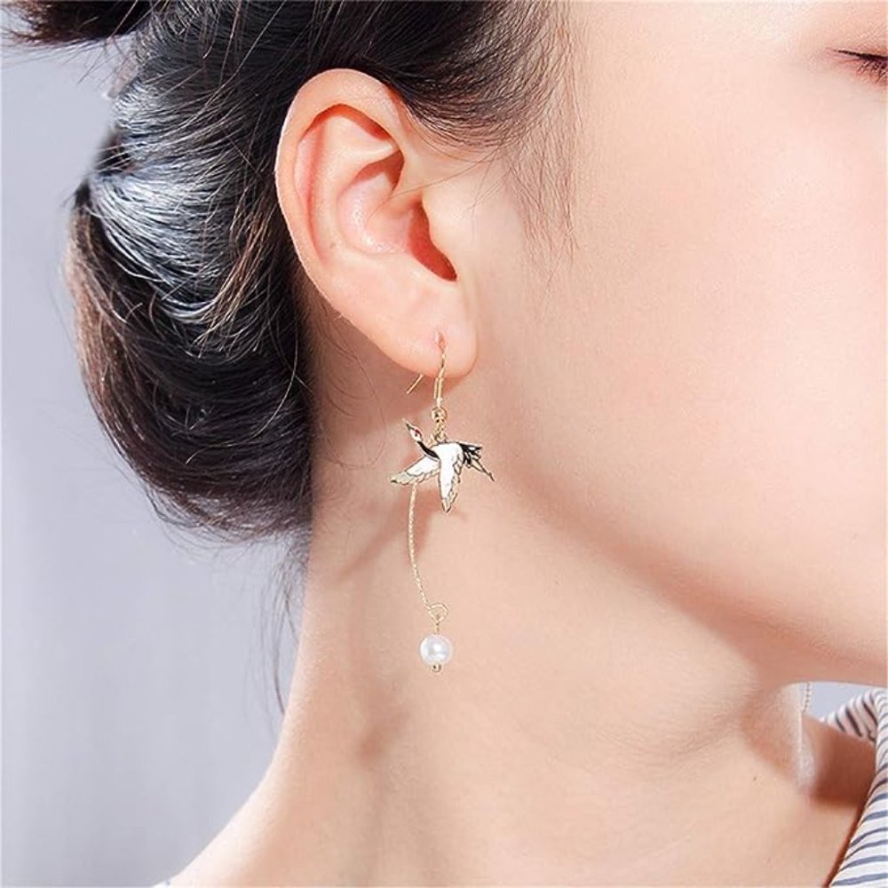 Fan and Crane Earrings - Picture 5 of 5